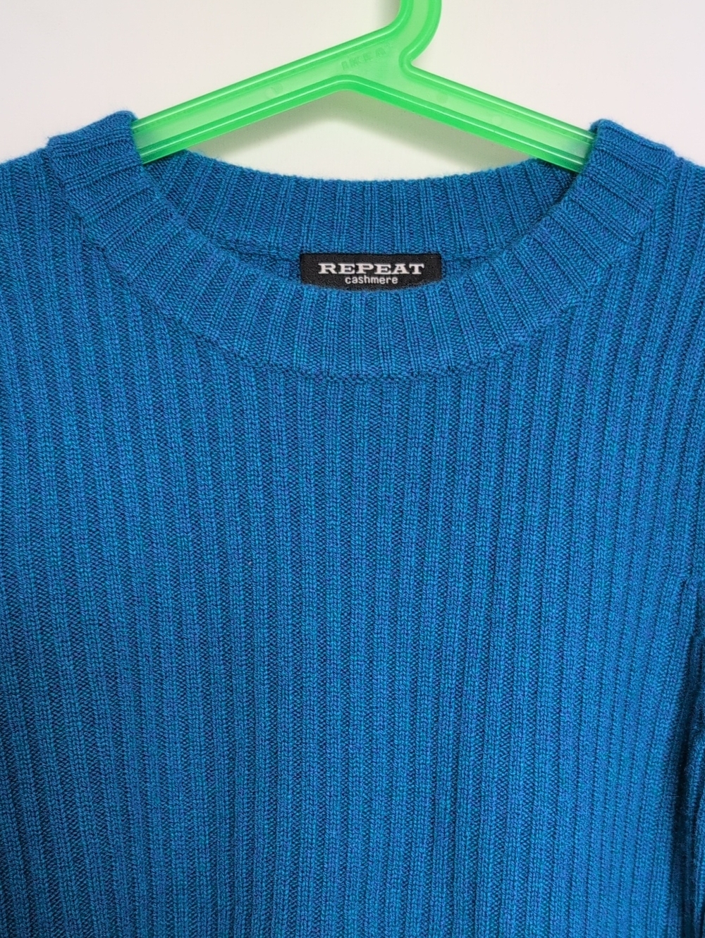 Repeat Teal Ribbed Crewneck Sweater